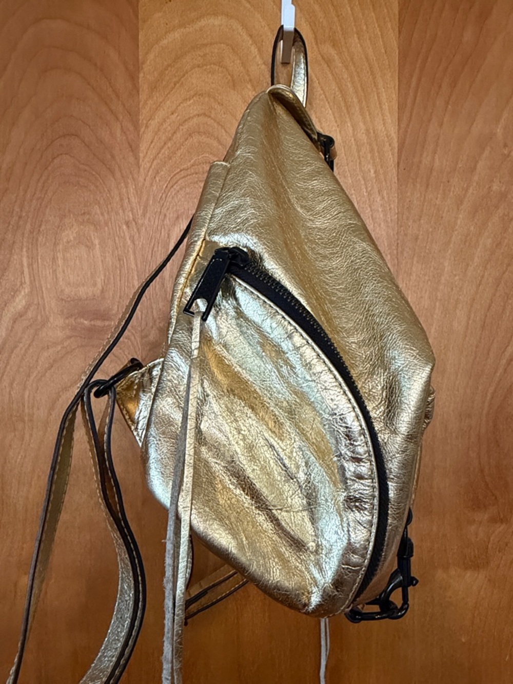 Rebecca Minkoff Metallic Gold Leather Backpack - Picture 10 of 11
